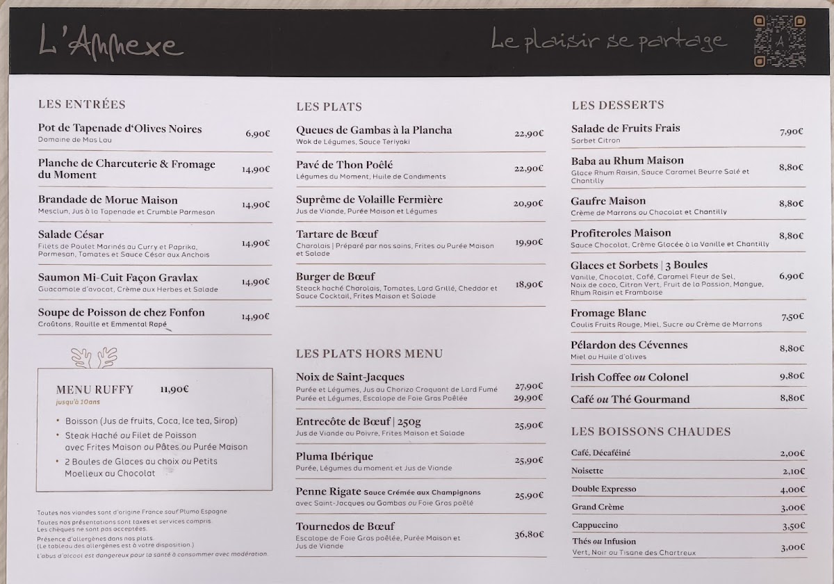 Menu Brasserie L'annexe-1
