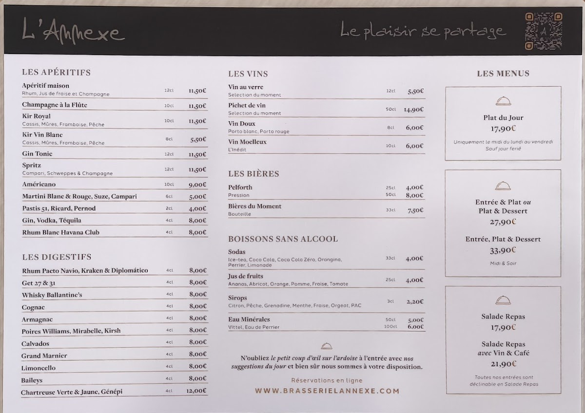 Menu Brasserie L'annexe-2